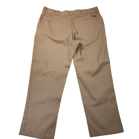DICKIES 874 Regular Fit Flex Pants Men Size W42 L30 Chino Talon Zipper Tan - Picture 2 of 11